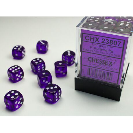 Translucent Dice Block 12mm d6 Purple/White (36)