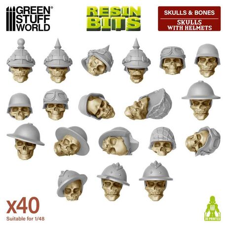 3D Printed - Skulls & Bones - Skulls  with Helmets