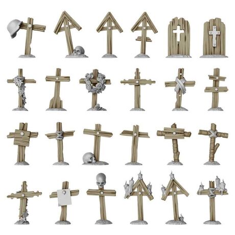 3D Printed - Trench Wooden Crosses 1:48-1:35