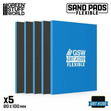 Flexible Sand Pads 100x80mm - 5mm - Grit #1200 Turquoise (5)