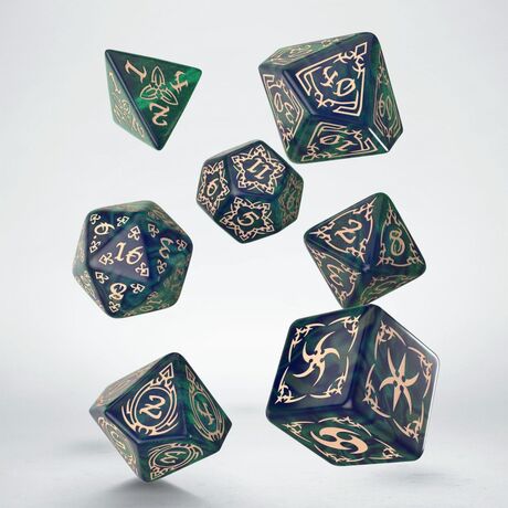 Tribal Dice Set: Blue-Green&Beige