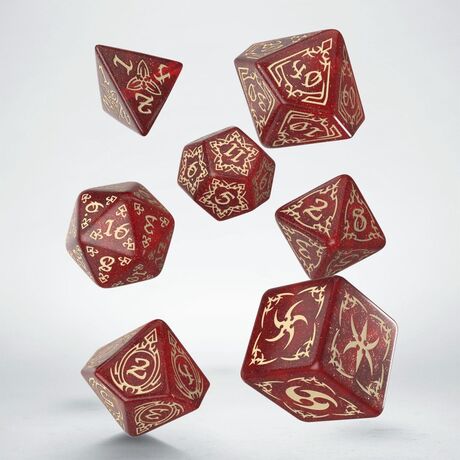 Tribal Dice Set: Shimmering Red&Beige