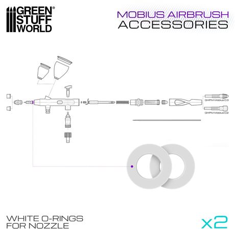 White O-Rings for Nozzle - Mobius Airbrush