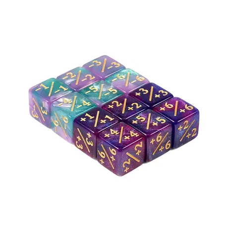 Positive/Negative Dice Counters Cyan/Purple