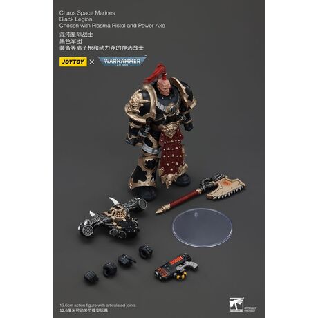 Warhammer 40k Action Figure Chaos Space Marines Black Legion Chosen with Plasma Pistol and Power Axe 20 cm