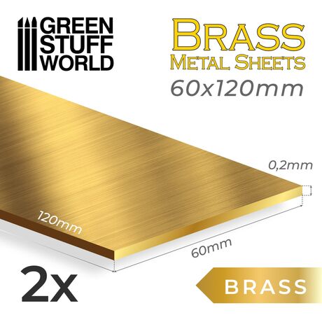 Brass Metal Sheets 60x120mm (pack x2)