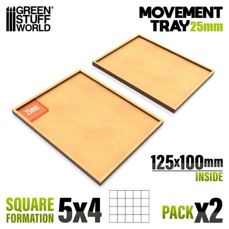 Movement Trays 25mm Square Formation 5x4 (3mm Thick)