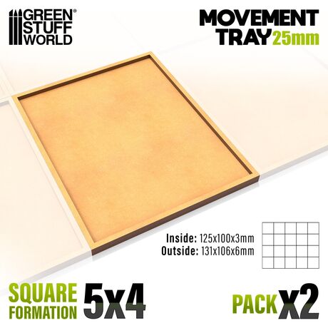 Movement Trays 25mm Square Formation 5x4 (3mm Thick)