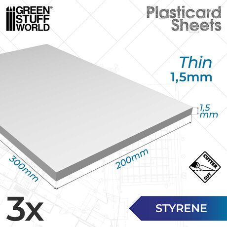 HIPS Plasticard Sheet 1.5mm (pack x3)