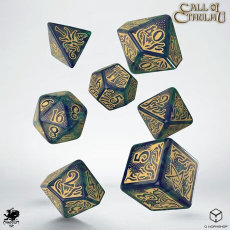 Call of Cthulhu Dice Blue-Green & Gold