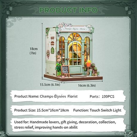 Miniature House Model Kit Champs-Elysees Florist 18 x 16 cm
