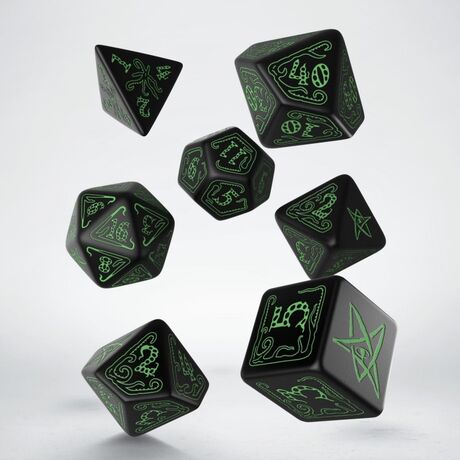 CALL OF CTHULHU BLACK & GREEN DICE SET
