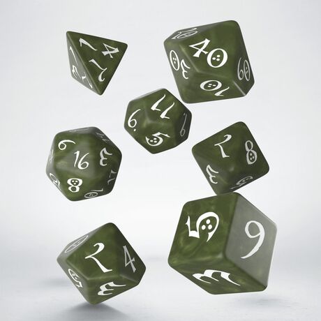 Classic RPG Dice Set Olive & White
