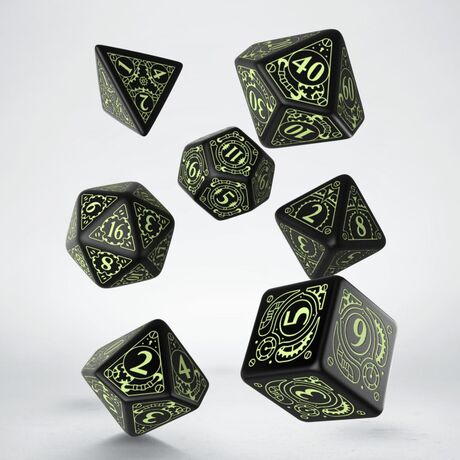 Steampunk Dice Set  Black & Glow in the Dark