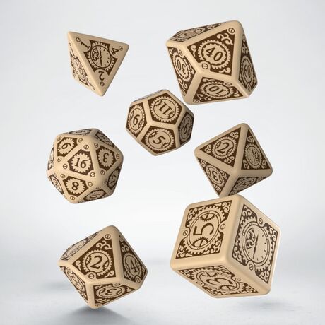 Steampunk Clockwork Dice Set  Beige & Brown