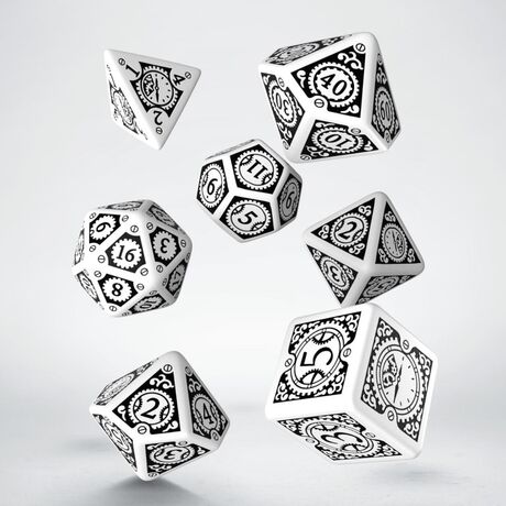 STEAMPUNK CLOCKWORK DICE SET WHITE&BLACK